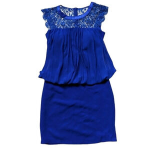 EllaBella Cobalt Blue Blouson Formal Dress - Size 3 with Lace  Details